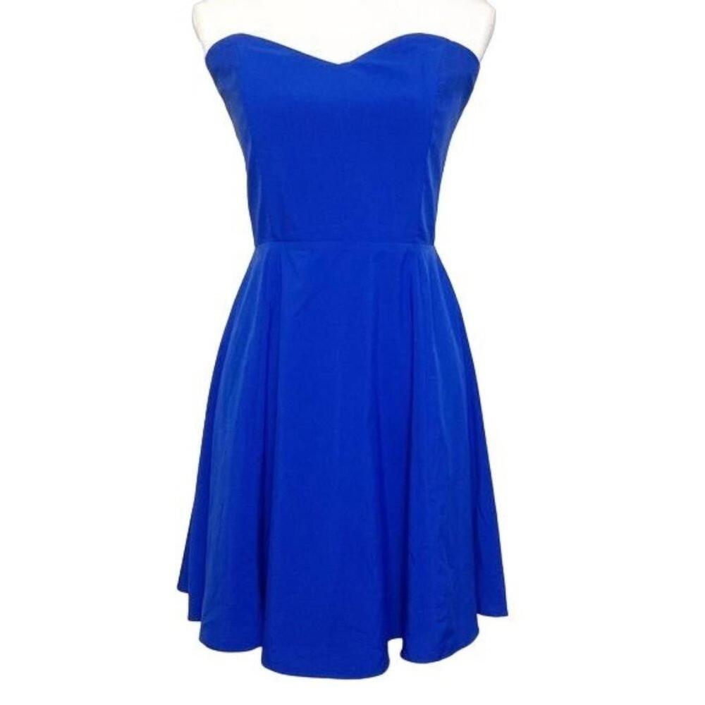 Buttons Women's Strapless Royal Blue Fit and Flare Skater‎ Dress Size Medium